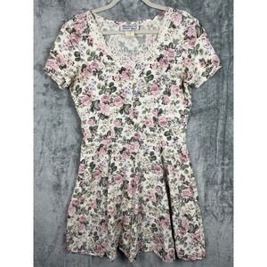 Vintage Dress Size 7/8 Crochet Trim Country Romance Floral Cottagecore Prairie